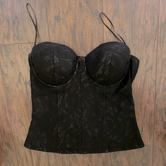 Guess Black And Nude Lace Corset Top Size S - Picture 2 of 6